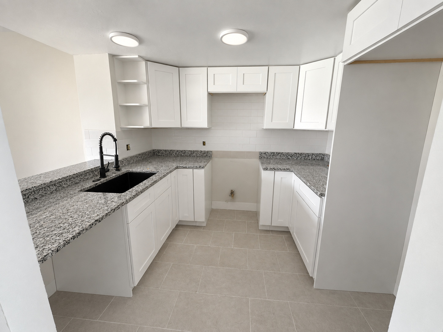 Renovated kitchen wide view